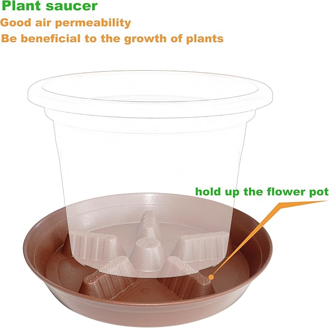 4 Pack Plant Saucer 14 inch, Plastic Plant Saucers for Indoors, Raised Middle Plant Trays for Pots, Water Tray for Plants, Plant Stand Water Catcher Tray, Pot Saucers for Plants