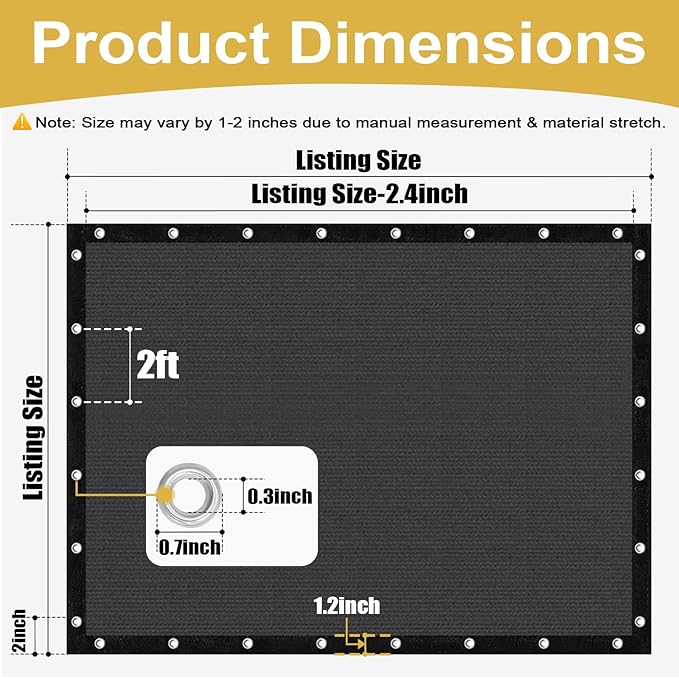 Shade&Beyond Customized Size 90% Sun Shade Cloth with Grommets, 12' X 16' Pergola Shade Cover Canopy, Mesh Tarp Sun Screens for Patio, Outdoor, Garden, Backyard, Dark Gray, GN08