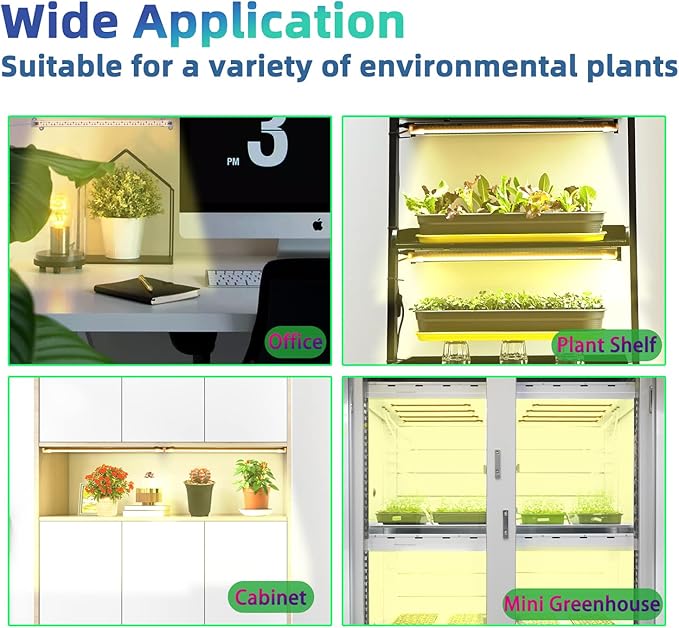 Grow Light Two Heads, Strip Growing Lamp, Full Spectrum Plant Light Strips for Indoor Plants with Auto ON/Off Timer & 4 Dimmable Levels, Led Growth Lamp for Green House Hydroponics Succulent