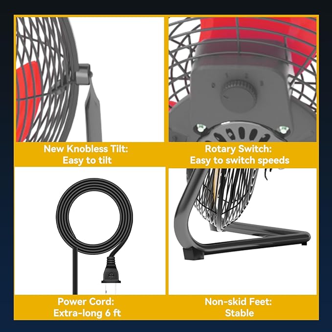 20 Inch Floor Fan Pro Series - High Velocity Floor Fan for Commercial, Residential, Warehouse, Covered Patio, Shop, Garage, Barn, 3 Speed 360-Degree Tilt 5300 CFM UL Safety Listed