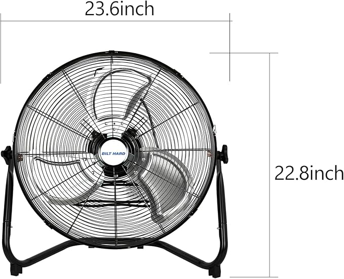 BILT HARD 4600 CFM 20" High Velocity Floor Fan, 3-Speed Heavy Duty Metal Fan with Wall-Mounting System, Industrial Shop Fan for Commercial, Garage, and Greenhouse, 2 Pack