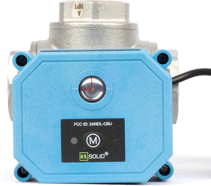 U.S. Solid WiFi Smart Motorized Ball Valve 3/4 inch NPT for Water Control & Irrigation, 3 Way 304SS Electric Valve, USB Plug, LED Indicator, Flow Direction Window, Remote On/Off Control, NSF Certified