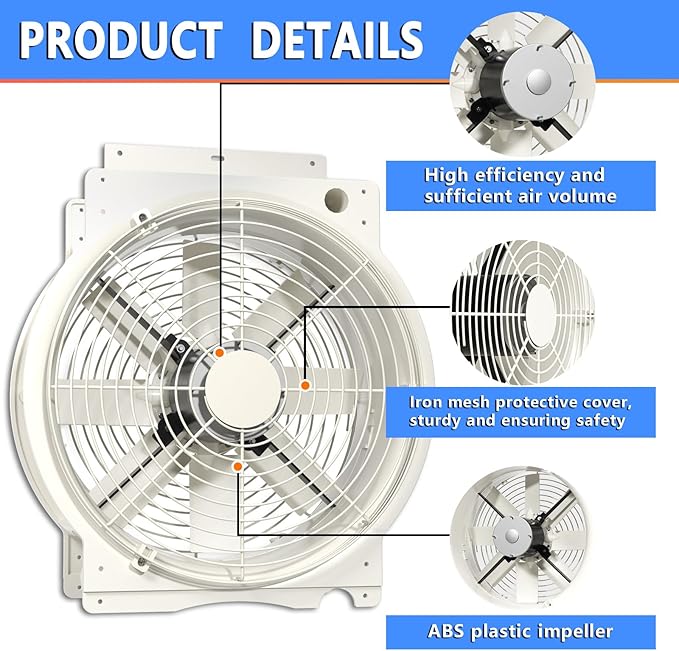 High Speed Air Ventilation Fan 3470CFM Heavy-Duty Ceiling-mounted Fan for Greenhouse, Factory, hotel, 120V/60Hz,1720RPM