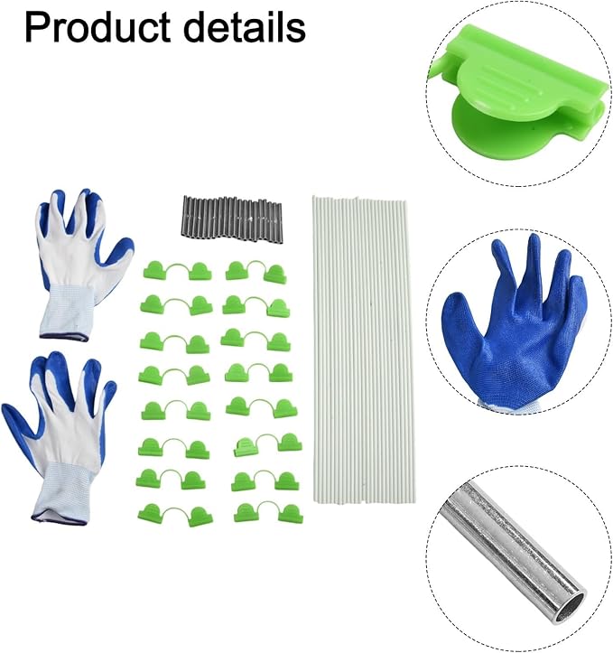 Fiberglass Greenhouse Plant Support Rings with Adjustable Height, Weather-Resistant Frame and Clips for Garden or Nursery Growth Stability, 62-Piece Kit