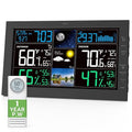 Weather Stations Wireless Indoor Outdoor, Indoor Outdoor Thermometer Wireless with Digital Atomic Clock, Large Display, Barometric Pressure, Forecast, Adjustable Backlight, Contemporary