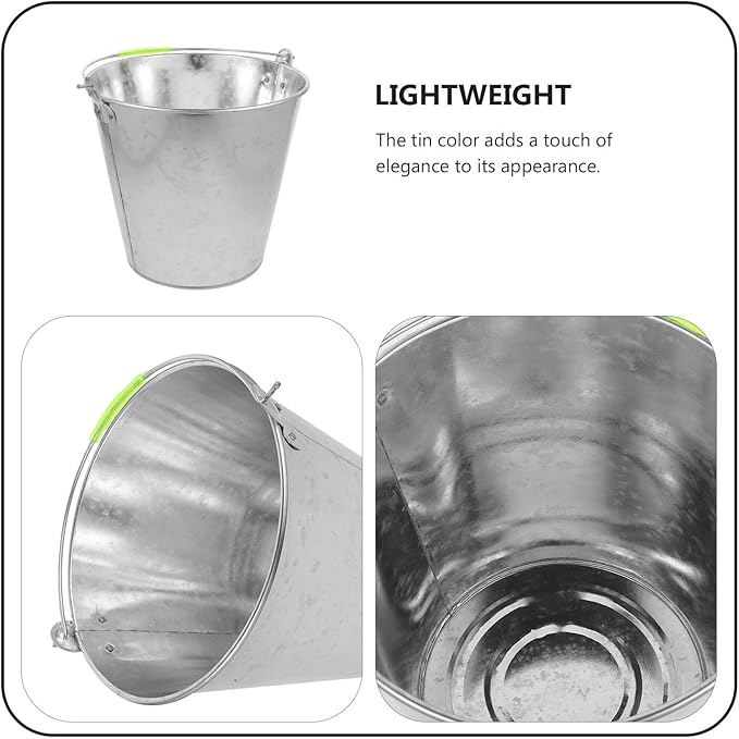 BESTYASH Metal Water Bucket 8l Thick Metal Round Bucket Portable Water Container for Household Cleaning and Farm Use