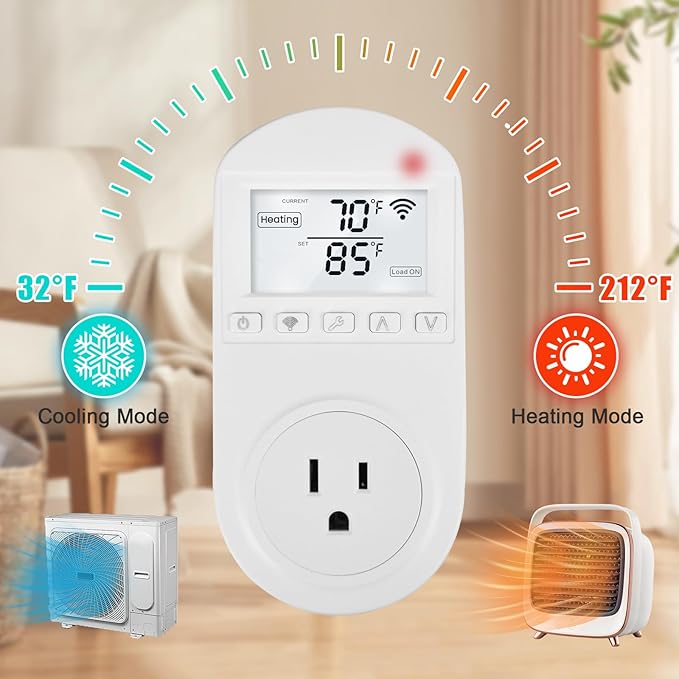 New Generation! Briidea Smart WiFi Temperature Control Outlet Compatible with Alexa Google Assistant, Perfect for Households Greenhouses Reptile Enclosures Incubators, 110V/16A