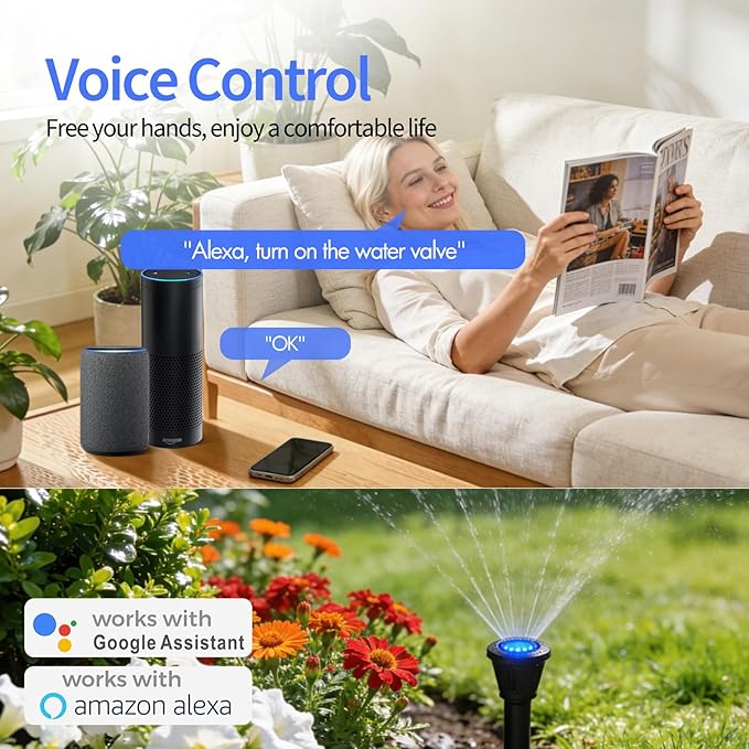 Owfeel WiFi Smart Water Valve, APP Remote Control, DN25 Ball Brass Water Valve, Compatible With Alexa, Google and Application Program iOS/Android, Only Supports 2.4 GHz WiFi (1")