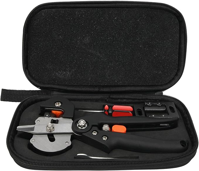 Premium Garden Grafting Shears Professional Grade Pruning Tool with 3 Interchangeable Blades for Fruit Tree Grafting and Plant Propagation (10113A Cloth Bag)