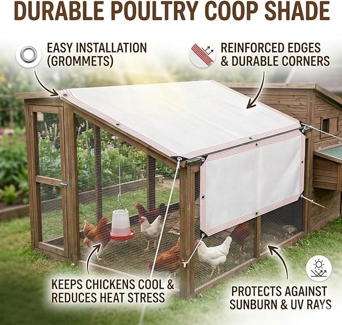 White Shade Cloth for Garden, 50% Mesh Tarp with Grommets, Breathable Sun Shade Cloth for Greenhouse, Plants Cover, Patio, Chicken Coops, HDPE Shade Net for Outdoor UV Resistant(26x26ft)