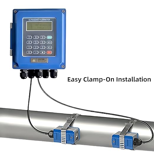 Ultrasonic Water Flow Meter, TUF-2000B Digital Water Liquid Flowmeter Tester, TS-2 TM-1 Ultrasonic Clamp-on Transducers Sensors, LCD Display IP68 Protection for Pipe DN15-700mm
