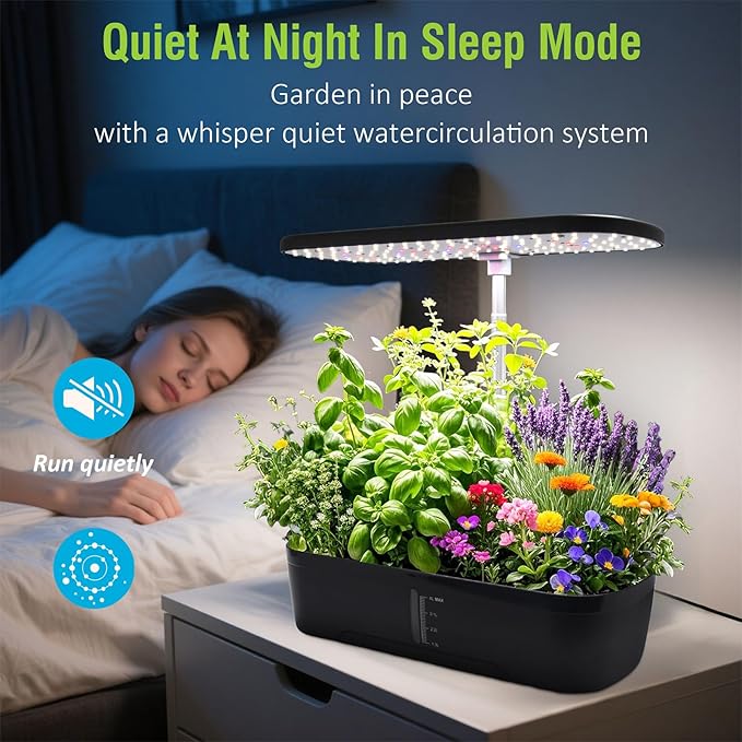 52 Pods Hydroponics Growing System Kit, Indoor Herb Garden with Smart LED Grow Light, Large Capacity Water Tank, Adjustable Height, Auto Timer & Quiet Pump for Home Kitchen Office Indoor Gardening