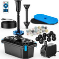 POPOSOAP Pond Filter with Fountain Kits, 660GPH Pond Pump Filter Built-in RGB LED Lights with Remote Controller, Pond Filters for Outdoor Ponds Clean, Clear and Water Features P2326D