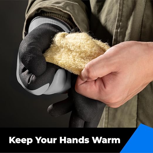 toolant 100% Waterproof Gloves for Men and Women, Winter Work Gloves for Cold Weather, Thermal Insulated Freezer Gloves, Touch Screen, With Grip, Grey, Small