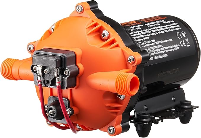 VEVOR 12V Diaphragm Pump, 5 GPM (18.93 L/min), 5-Chamber 12V DC Water Pump with Automatic Pressure Switch 40-100 PSI Adjustable, 1/2'' MNPT Port, for Agricultural Irrigation Construction Site Drainage