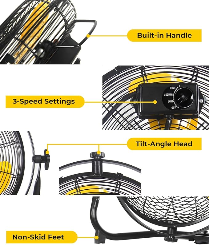 VENTISOL 20 Inch 2-in-1 Floor or Wall Mounted Fan, High Velocity 720 Tilting for Commercial, Residential, Industrial, Garage, Patio