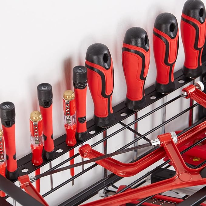 Power Tool Organizer, 4 Layers Heavy Duty Metal Tool Shelf, Drill Holder Wall Mount, Utility Storage Rack for Cordless Drill Charging Station Screwdriver, black