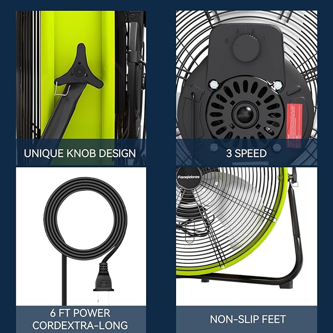 20" High Velocity Metal Floor Drum Fan, 4500 CFM Heavy Duty Industrial Shop Fan, 3 Speed, 360 Degree Tilt, Wall Mounted & Floor Design for Warehouse, Commercial, Barn, Garage - UL Safety Listed