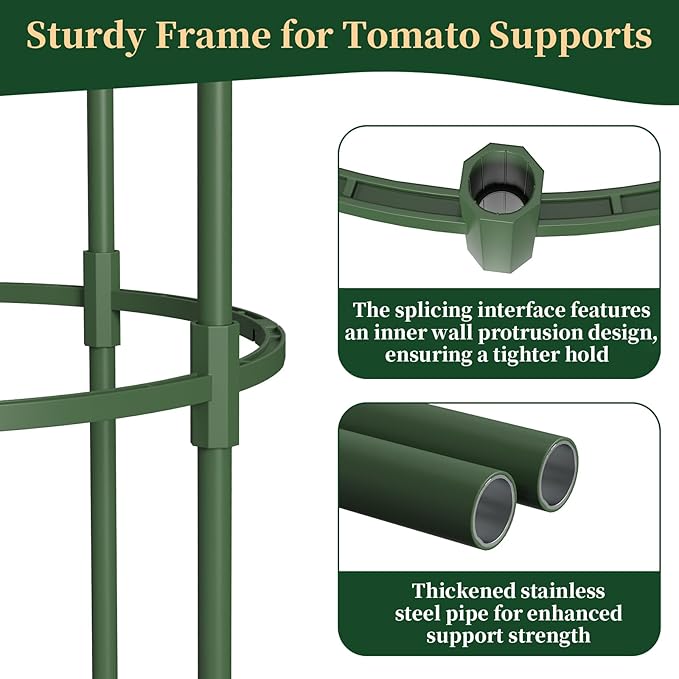 6 Pack Tomato Cages for Garden, 49" Tall Adjustable Heavy Duty Rust Resistant Tomato Trellis, with Upgraded Coupler for Raised Beds & Pots, Plant Stakes and Supports for Climbing Vegetables, Flowers