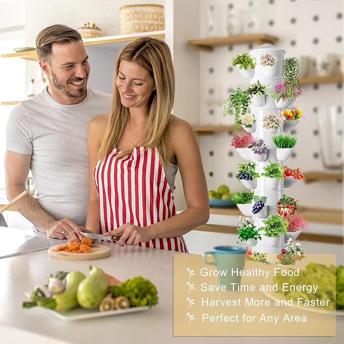 Hydroponics Growing System Indoor Vertical Garden Planter Indoor Smart Garden Kit with Pump and Movable Water Tank Vegetable Plant Gift for Gardening Lover (50 Plant)