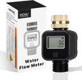 MOES Water Flow Meter with Brass Inlet Metal Thread, Measure Gallon/Liter Consumption and Flow Rate for RV Water Tank Filling, Outdoor Garden Hose Watering, Lawn Sprinkler and Nozzle Sprayer
