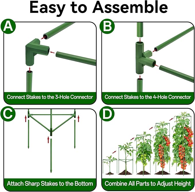 Halatool 6 Pack Extra Tall Tomato Cages for Garden, 72 Inch Heavy Duty Metal Plant Support Stakes for Climbing Plants, Adjustable Large Trellis for Outdoor Raised Garden Bed Vegetables Flowers Fruits