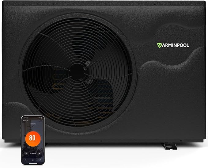 58000BTU Smart Inverter Pro Pool Heat Pump for Inground & Above Ground Pools up to 18000 Gallons, WiFi Enabled Electric Pool Heater with Heating & Cooling, 220V, Timer Control, V18