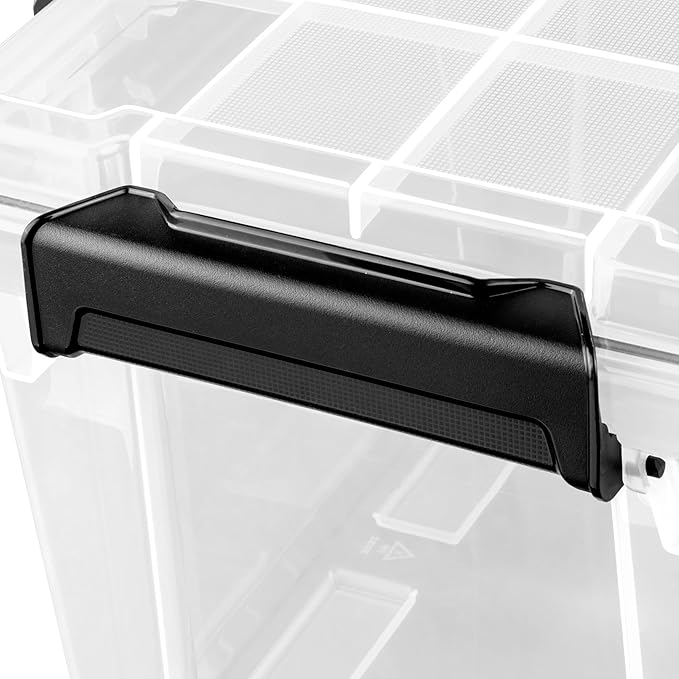 54 Quart Waterproof Clear Plastic Storage Bin with Gasket Seal & Durable Latches – Large Gasket Box for Home Organization, Black 2 Pack