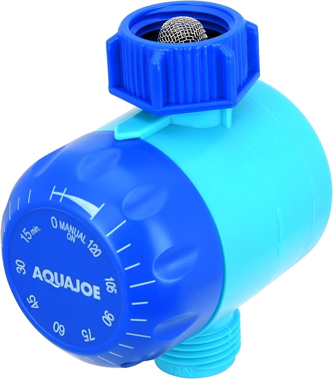 Aqua Joe Mechanical Hose Timer, Set of 2 - Dual-Zone Garden Water Timer, No Batteries Required, 2-Hour Max, Manual Bypass Function, Standard Faucet Compatible