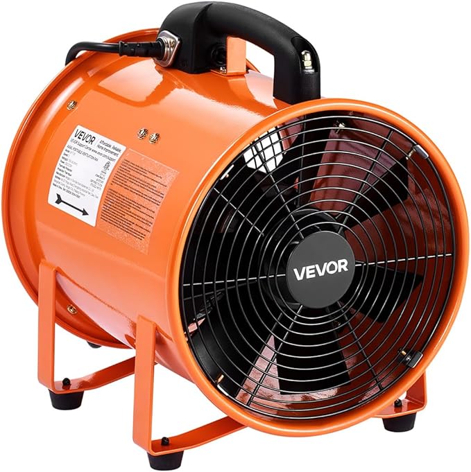 VEVOR Portable Ventilator with Hose, 2 Speed, 10 Inch Utility Blower Exhaust Fan with 33ft Flexible Duct, 292W 1948CFM High Velocity Industrial Air Mover for Extraction and Ventilation