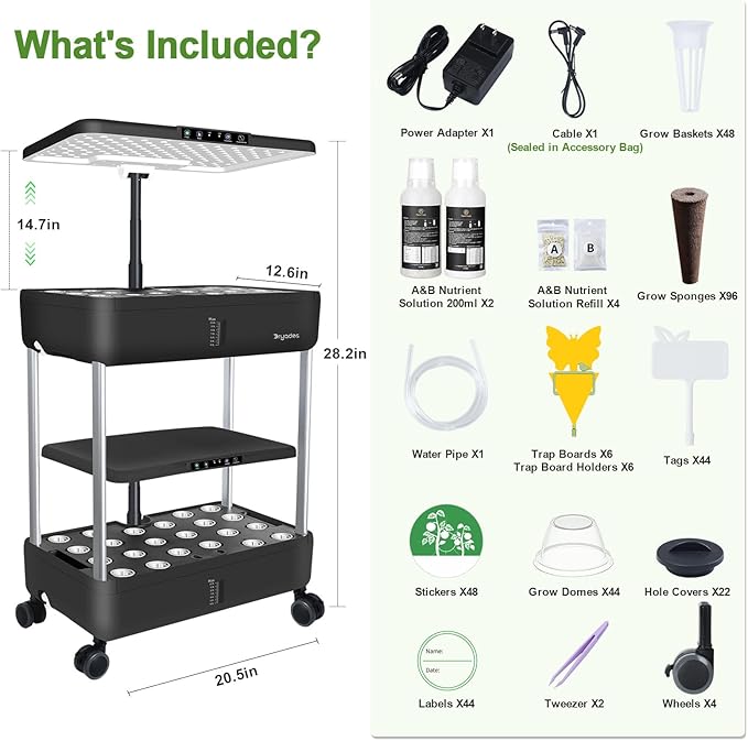 Hydroponics Growing System Indoor Garden - DRYADES Herbs Garden Kit Indoor with LED Grow Light Grow Anything Plants Germination Kit (No Seeds) Harvest Vegetable Lettuce for Home Kitchen (44 Pods)