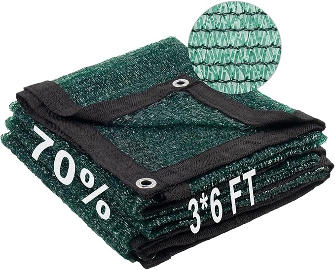 LOVE STORY 3x6FT 70% Dark Green Shade Cloth Sun Shade Net with Grommets Sunblock Net Mesh Tarp for Garden,Plants Cover,Greenhouse and Patio