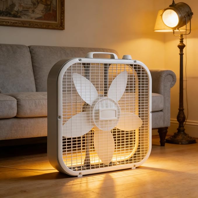 20-Inch 3-Speed Box Fan, 5-Blade Portable Fan with Carry Handle, Quiet Cooling for Bedroom Home Office Dorm