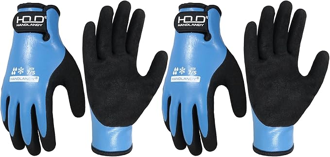 AIGEVTURE Waterproof Winter Work Gloves Men Women,Cold Weather Insulated Work Gloves Thermal Liner Superior Grip Latex Coating Warm for Outdoor (Small-2 Pairs, Sky Blue)