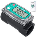 1 Inch PP Digital Turbine Water Flow Meter, 2.4-26 GPM Plastic Inline NPT Thread Flowmeter, Corrosion Resistant for Pool, Seawater, Chemicals and Liquid Measurement
