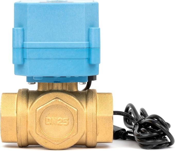 U.S. Solid WiFi Smart Motorized Ball Valve 1 inch NPT for Water Control & Irrigation, 3 Way Brass Electric Valve, USB Powered, LED Status Indicator, Flow Direction Window, Remote On/Off Control