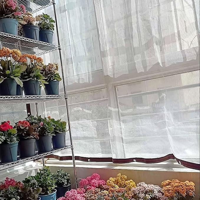 White Shade Cloth Greenhouse Shading Net, 50% Sun Shade Mesh, 5ft 10ft 20ft 30ft 40ft 50ft Mesh Tarp Sun Screens for Plant, Greenhouse, Lawn, Kennel, Chicken Coop(20x20ft)