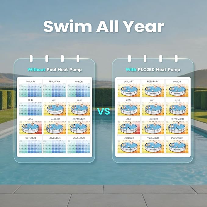 POOLCOMFT Inverter Electric Pool Heater for Above Ground and Inground Pools, Heating and Cooling Pool Heater, Smart WiFi Control, Swimming Pool Heat Pump up to 28000 Gallons