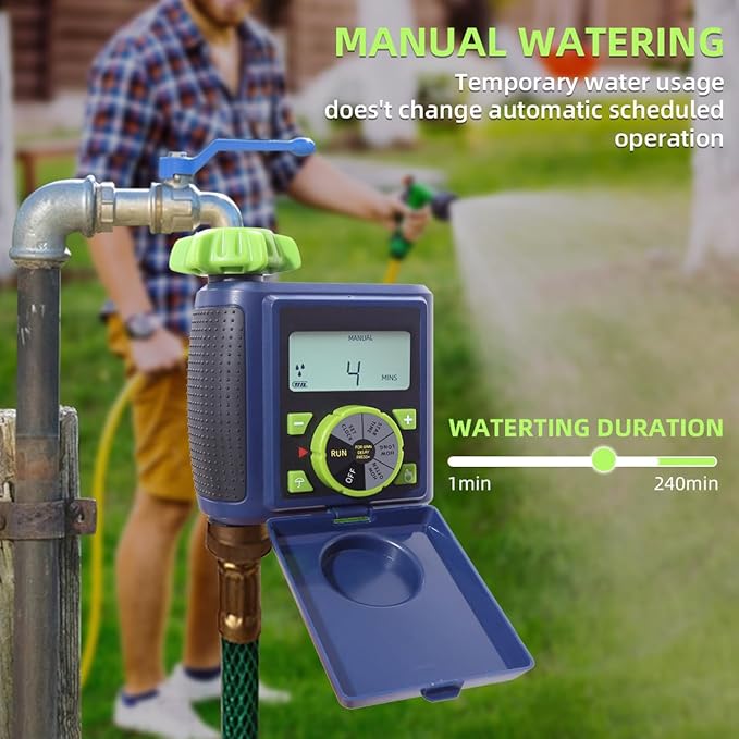 Single Water Timer Garden Irrigation Controller Sprinkler Hose Timer with Big Dial&Large LCD Screen Automatic Electronic Solenoid Valve