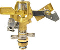 Hourleey 1/2 Inch Brass Impact Sprinkler, Heavy Duty Water Sprinkler Head, Adjustable 0-360 Degree Coverage Pattern, Watering Sprinkler with Nozzles for Large Patio Garden Irrigation (1 Pack)