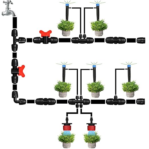 1/2" Drip Irrigation Tee Fittings: 10-Piece Barbed Locked Nut Tee Connectors for 1/2" Drip Tubing (0.650" OD, 13mm ID)
