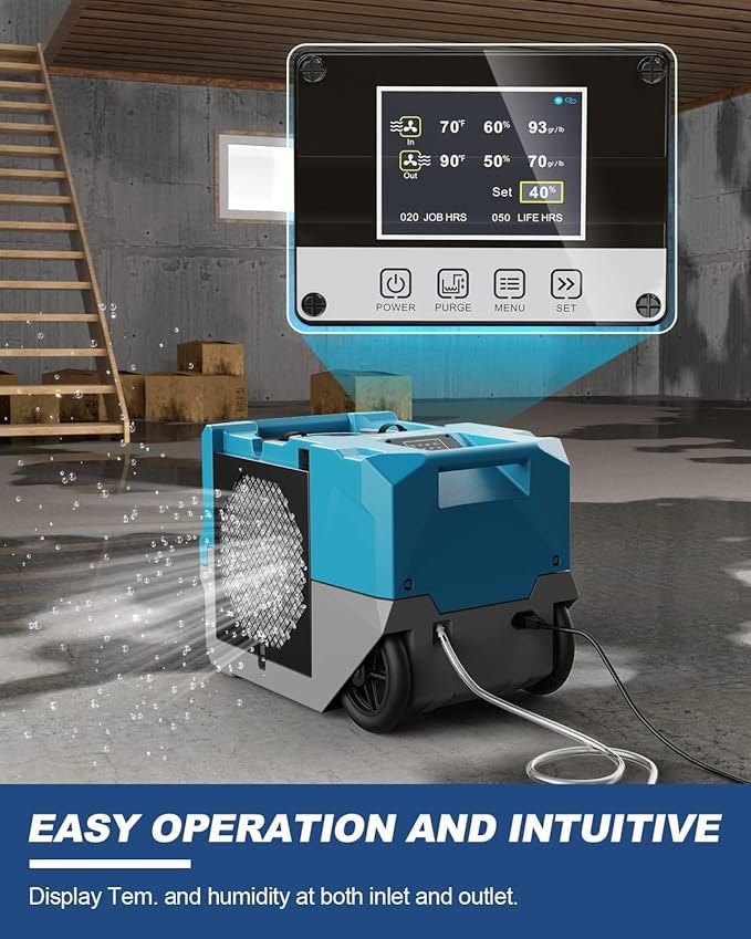 ALORAIR 264 PPD Commercial Dehumidifier with Pump, Up to 3,000 Sq.Ft Industrial Dehumidifier with Drain Hose Potable Wheels Design for Whole House, Basement, Warehouse, Garage, Blue