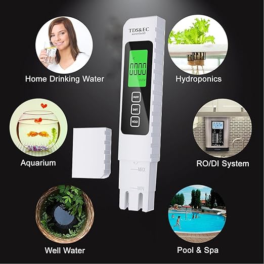 Water Quality Tester,Reliable and Accurate,3 in 1 TDS Meter,0-9990 PPM Meter,EC & Temperature Meter, Portable Water Tester for Digital Water Tester,Professional Testing for Drinking Water