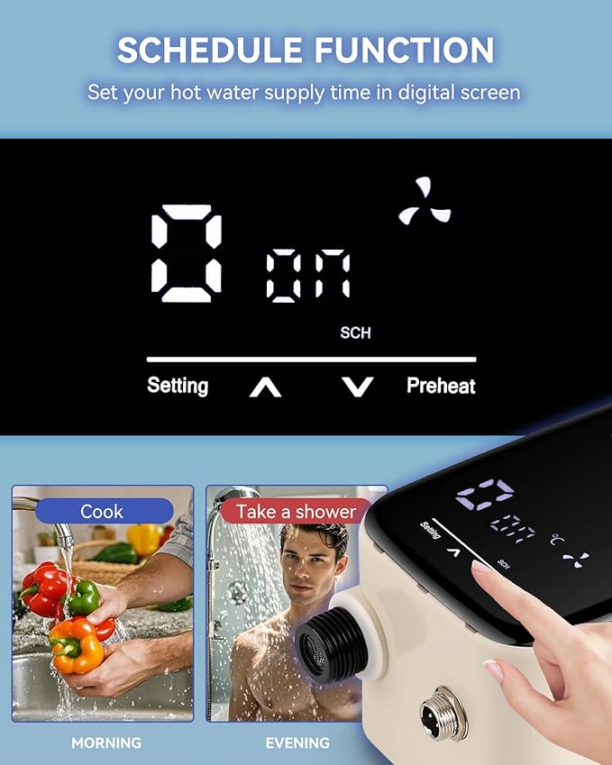 Smart Instant Hot Water Recirculating Pump Kit with Built-in Thermostat Digital Timer Under Sink Water Circulator Pump System for Tank Water Heaters