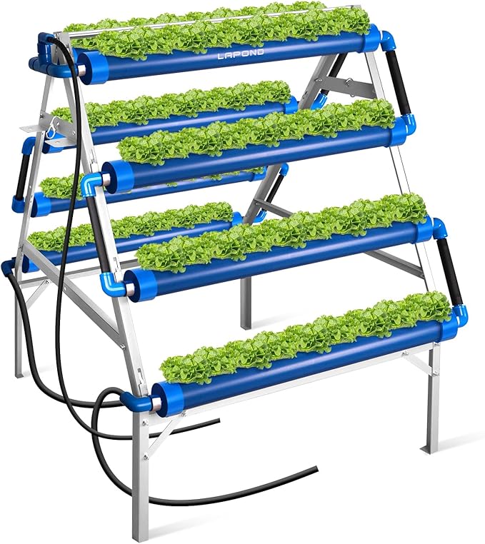GENORTH A-Type Hydroponics Growing System Kit for Vegetables,Fruits and Herbs,72 Plant Sites and Food-Grade PVC-U Pipes,Suitable for Indoor and Outdoor,New