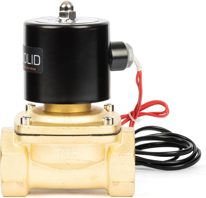 U.S. Solid Smart WiFi Brass Solenoid Valve, 1-1/2", 110V AC, Normally Closed, App Remote Control for Water Systems & Automation