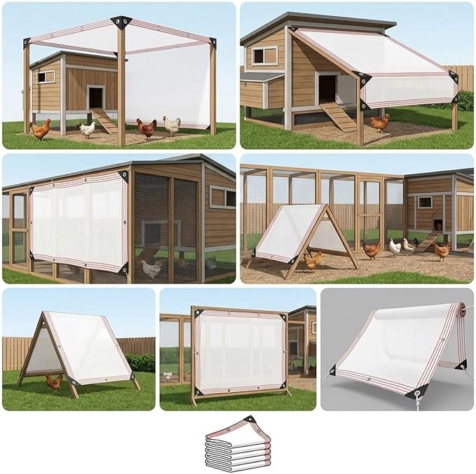 White Shade Cloth for Garden, 90% Mesh Tarp Heavy Duty with Grommets Sun Shade Cloth for Greenhouse, Plants Cover, Patio and Chicken Coops, White Shade Net for Outdoor UV Resistant(20x58ft)