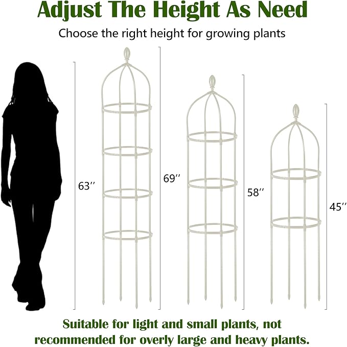 2 Pcs Garden Obelisk Trellis for Climbing Plants Outdoor 6 Ft Rose Bush Round Trellis for Pots Rustproof Metal Pipe with Plastic Coated Plant Flower Trellises for Clematis Vine Jasmine Support