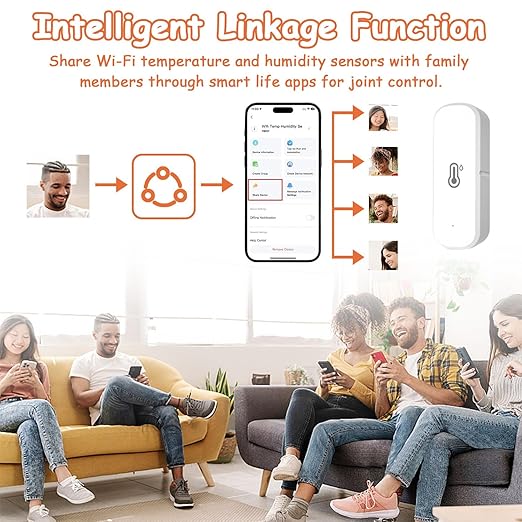 WiFi Hygrometer Thermometer Sensor, Indoor Outdoor Wireless Temperature Humidity Sensor, with Remote Monitor and Alert Compatible with Alexa(4 Pack)