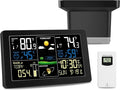 Digital Rain Gauge and Weather Station, Wireless Rain Gauge Outdoor, Home Weather Stations Wireless Indoor Outdoor with Thermometer, Barometer, Hygrometer, Atomic Clock, Weather Forecast and Alerts